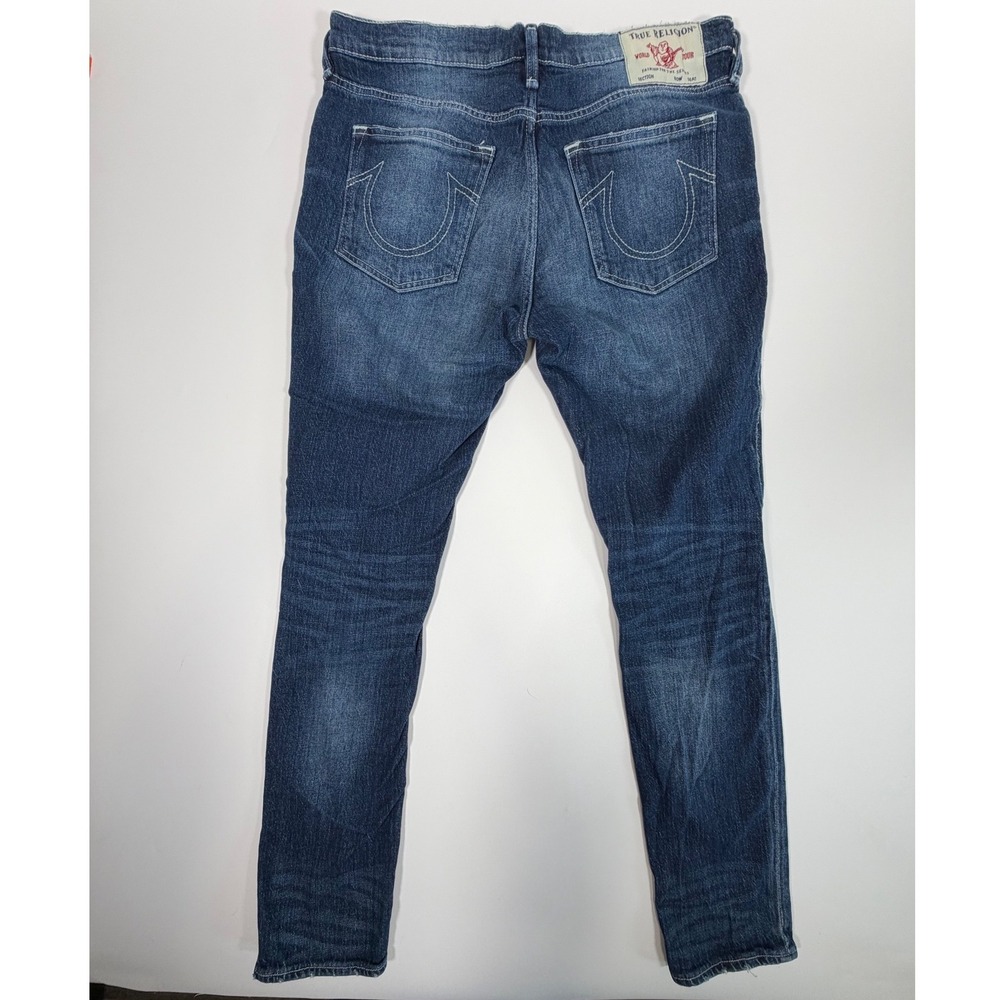 True Religion Men Skinny Jeans Dark Wash Denim Y2K Minimalist Blue 36x32 - Picture 2 of 10